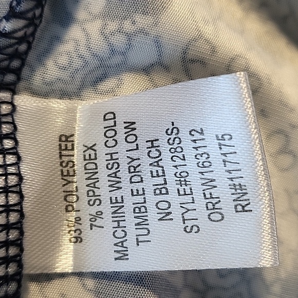 Haani Stretchy Blue & White Back Darts 3/4 Sleeve Pullover Shift Dress - Size M - Picture 6 of 6